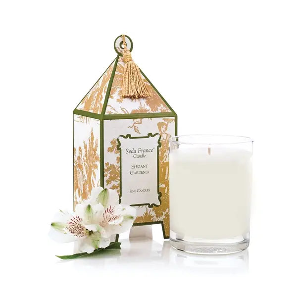 Elegant Gardenia Toile Pagoda Candle