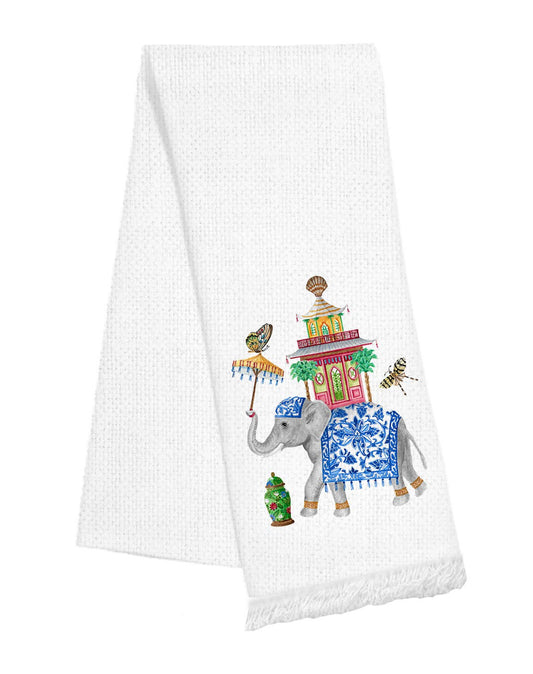 Elephant Linen Tea Towel