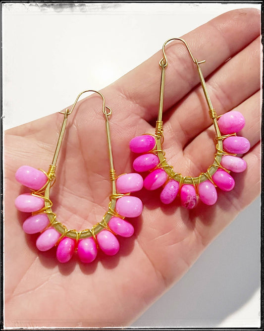 Pink Opal Dangle Earring