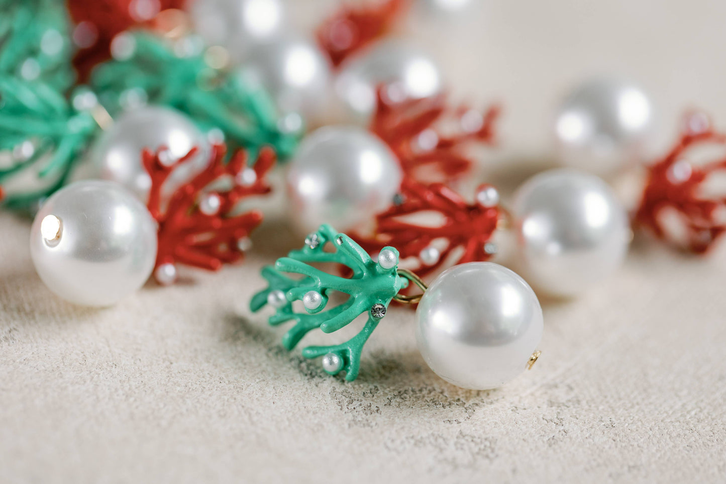 Turquoise Coral & Pear Earrings