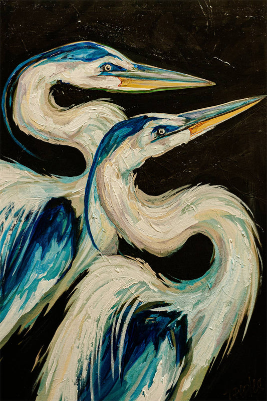 Nesting Herons: 36" H x 24" W